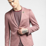 Men Pink Solid Single-Breasted Casual Blazer