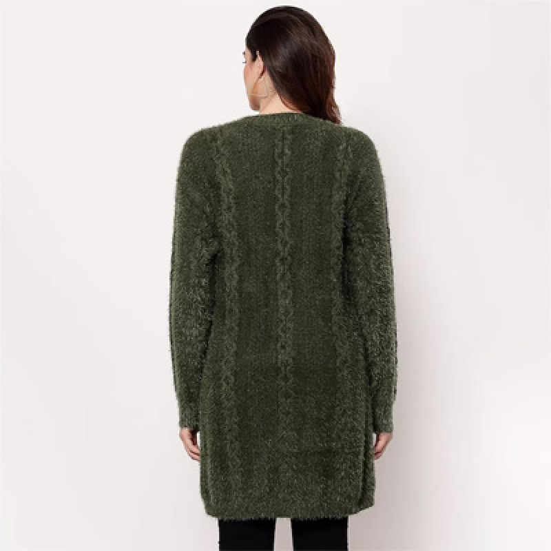 Women Green Longline Shrug