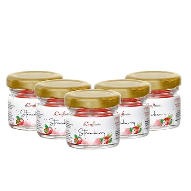 Set of 5 Red Strawberry Scented Minijar Candle