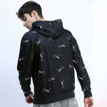 Men Black Printed Hooded Sweatshirt